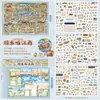 Série Notas de Viagem Gato Antigo Beco Antigo Yujian Eslite Adesivos Decorativos Estilo Chinês Colagem Imersiva Adesivos de Material para Diário DIY