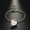 Pulseira de Aço Titânio Simples da Moda Mais Vendida com Padrão de Texto de Coração Cortado Personalizada em Aço Inoxidável 304 para Exportação