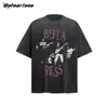 Camiseta de Manga Corta Lavada Estilo Retro Americano de Banda de Rock Verano para Hombre y Mujer Marca de Moda Camiseta Holgada Vintage Cuadrada