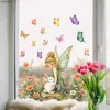 Pegatinas de Animales Lindos Estilo Cuento de Hadas de Primavera Personalizadas Más Vendidas Transfronterizas para Decoración de Ventanas Puertas de Vidrio Pegatinas Electrostáticas para Vidrio