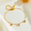Collar Cuadrado Geométrico Rosa y Morado con Circonita Transfronterizo para Mujer Joyería Simple de Playa Collar que no se decolora Estilo Europeo y Americano