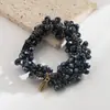Elástico de Cabelo com Contas de Cristal de Design de Nicho Estilo Coreano Versátil Minimalista Geométrico Coque Retro Elegante Corda de Cabelo