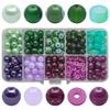 Nueva serie de 10 cuentas de vidrio en cuadrícula con contraste de colores, en caja, para pulseras, collares, accesorios decorativos de joyería, cuentas.
