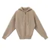 COMOS CMS 2026 Coreano Japonés Casual Holgado Perezoso Con Capucha Cordón Suéter Grueso Mujer Otoño Invierno Nuevo Estilo 260662