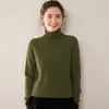 Suéter de cashmere de gola alta para mulheres, pulôver, cor sólida, malha de cor pura dupla camada espessada, suéter base tricotado