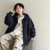 Jaqueta com capuz para meninos atacado outono e inverno novo estilo infantil casual esportiva estilosa moletom forrado de fleece para bebê moderno