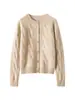 Cárdigan de Punto de Cachemira Retro Casual Nuevo 25 Otoño e Invierno para Mujer Reductor de Edad Suéter Holgazán Chaqueta Cuello Redondo con Botones