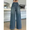 Pantalones Vaqueros de Pierna Ancha para Niñas de Primavera y Otoño, Jeans Suaves y Cómodos de Cintura Alta Estrecha para Niños