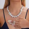 Joias Populares Transfronteiriças Europeias e Americanas, Luxo Leve e Zircônia de Alta Qualidade Conjunto de Acessórios para Banquete, Vestido de Noiva, Casamento Atacado