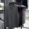 Chaleco de Punto Simple con Cuello en V para Hombre, Hilo Jaspeado Bicolor, Anti-Pilling, Top sin Mangas, Suave, Pilling, Garantía de Devolución de Dinero