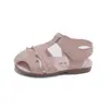 Sandalias Dulces Estilo Coreano para Niñas, Zapatos Individuales con Protección en la Punta Calada con Velcro Mágico, Suela Suave, Cómodos, para Bebés y Niños Pequeños, Sandalias de Playa