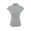 Atacado de Roupas Femininas Transfronteiriças Estilo Americano Sexy Pura Luxúria Gola Alta Parcial Cobertura de Ombro Simples Slim Camiseta de Base Feminina