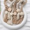 Amarra de Cortina com Franjas de Algodão e Linho, Estilo Pastoral, Madeira Natural, Magnético Forte, Tiras de Cortina Sem Furos, Amarras de Corda, Atacado do Fabricante, Atração Magnética