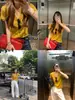 Dori Dn~ Imprescindible para Todos, Nuevo Estilo Verano 2026, Top Blanco de Manga Corta de Color Sólido con Incrustaciones de Encaje