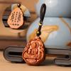 Chaveiro de Carro em Mogno Pingente de Bodhisattva Guanyin Buda Maitreya Pingente de Deus Guardião Benmingfo Pingente de Segurança para Homens e Mulheres