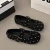 Zapatos de mujer Mary Jane de una tira, escotados, de suela plana, con hebilla, de terciopelo, retro, 2026, puntera cuadrada, suela blanda, versátiles, nuevos, de lunares