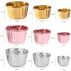 Vaso de papel dorado y plateado para hornear pasteles, vasos de papel para muffins, vasos de papel para pasteles, soporte de papel recubierto para rizar muffins, tamaño grande y mediano, tamaño pequeño.