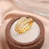 Anillo Abierto de Diamantes Completos Transfronterizo Europeo y Americano Hip-Hop Hueco de Alta Gama Cuadrado Trapezoidal Anillo Personalizado de Moda para el Dedo Índice