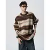 Suéter de Tricô Listrado em Veludo de Visão Masculino Macio Fofo Mohair Preguiçoso Outono e Inverno Suéter Comércio Exterior Atacado Transfronteiriço
