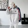 Sudadera con capucha extragrande de estilo urbano americano para hombre y mujer, otoño, resistente, con bloques de color, holgada, casual, sudadera con capucha