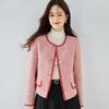 Conjunto de Vestido de Lana Tweed Rojo Estilo Francés para Mujer, Elegante Abrigo Rejuvenecedor 15391, Falda 153