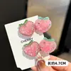 Nuevo Clip para el Cabello de Fresa y Durazno con Pedrería Infantil Coreana Pinza de Pico de Pato de Dibujos Animados Pasador Dulce para el Lado Accesorio para el Cabello