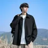 Nueva colección de primavera y otoño: camisa de manga larga texturizada, estilo unisex, corte holgado, con cuello y bolsillos, prenda exterior moderna y casual