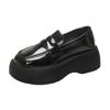 Zapatos de cuero de suela gruesa estilo retro británico para mujer, para aumentar la altura de las bajitas, mocasines de una sola capa, zapatos de mujer