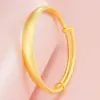 Pulseira de Empurrar e Puxar Estilo Antigo Dourado Rígido 3D Ouro de Areia Vietnamita Fosco, Latão Banhado a Ouro Puro, Pulseira Feminina Tradicional Atacado