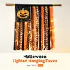 Decoración de Halloween bandera de calabaza colgante de pared arreglo de escena estilo fiesta pancarta para puerta principal con luces decoración colgante festival de fantasmas al por mayor