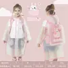 Capa de chuva infantil meninas meninas 2022 novo alunos do ensino fundamental com mochila poncho crianças do jardim de infância crianças