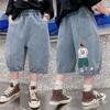 Shorts Jeans de Verão para Meninos Estilo Verão Roupas para Crianças de Meia-Idade e Grandes 2024 Novos Calças Sete Pontos para Meninos Calças Finas de Comprimento Médio