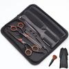 Tijeras de peluquería de tornillo de 6 pulgadas de alto, tijeras planas, tijeras de entresacar, alta calidad, negro, naranja, delgadas, herramientas de peluquería domésticas, corte de cabello