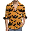 Nueva Camisa Hawaiana de Manga Larga Casual para Hombre Impresa en 3D Serie de Halloween de Comercio Exterior Más Vendida Transfronteriza