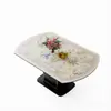 Tapete de mesa redondo dobrável de couro vintage de luxo, tapete de mesa de jantar oval, tapete de mesa de sala de estar, toalha de mesa à prova d'água e à prova de óleo, personalizável