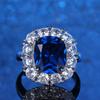 Anillo de mujer con personalidad de zafiro y esmeralda con temperamento europeo y americano, color rojo, plata S925 con incrustaciones de diamantes completos, anillo de diamantes de simulación 10*12