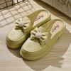 Pantuflas de Verano para Mujer 2025 con Lazo, Suela Gruesa, Tacón Plano, Antideslizantes, Sandalias de Punta Cerrada, Versátiles Estilo Bosque para Mujer
