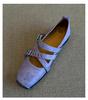 Versión de piel de oveja ~ diseño de moda lazo zapatos Mary Jane para mujer cabeza cuadrada combinan con todo cruz con zapatos de tacón bajo grueso marea