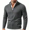 Comercio exterior transfronterizo suéter cárdigan de punto liso para hombre europeo y americano con cremallera, camisa básica lisa de negocios, suéter de cuello alto