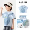 Camiseta de Manga Curta de Algodão Puro Monstro Peludo Right-Ou para Meninos Verão 2026 Nova Roupa Infantil Bebê Verão Estilo Fino Tendência