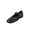 Versión de Piel de Oveja~Zapatos de Ballet Suaves de Suela Retro, Zapatos Versátiles de Cuero Genuino Negro, Zapatos Planos, Zapatos Mary Jane para Mujer