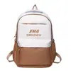 Nueva Mochila Escolar para Estudiante de Secundaria Femenina Gran Capacidad Estampado de Letras Versión Coreana Color de Contraste Hombros de Estudiante Universitario