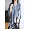 Cárdigan fino de color liso estilo perezoso para mujer, chal versátil abierto para proteger del sol, de un botón, longitud media, holgado, casual