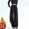 Dropshipping 2025 Invierno Nuevo Estilo Pantalones Casuales Gruesos con Forro de Felpa Cintura Elástica Pierna Recta para Mujer