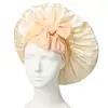 Venta Caliente de Amazon Gorro de Dormir de Seda Artificial Cinta Elástica Sombrero Redondo Sedin Gorro Grande para el Cuidado del Cabello Sombrero de Cinta de Belleza de Color Sólido