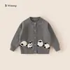Cardigã Suéter Bangxuan para Meninos Retrô Roupas Infantis Desenho Animado Ovelhinha Bebê Manga Longa Tricô Lã Jaqueta Infantil