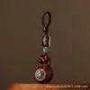 Bolsa de Dinero de Sándalo Llavero de Coche Colgante para Hombres y Mujeres Creativo Seis Caracteres Mantra Bolsa de Dinero Colgante de Llave Cadena de Teléfono Móvil