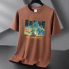Camiseta de manga corta de algodón Xinjiang de 220 g, moderna e informal, de algodón puro, para hombre y mujer, de verano, con cuello redondo y media manga para estudiantes.