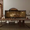 Nueva Pantalla Divisoria de Escritorio Estilo Chino para Sala de Té, Oficina, Ventana de Rincón de Piso a Techo, Biombo Pequeño Plegable, Biombo Plegable Móvil, Artículo Decorativo