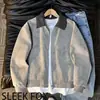 Chaqueta Simple Patchwork con Solapa de Calle para Hombre Otoño de Alta Gama Fresca Pícara Hombro Estándar Cortavientos Chaqueta Corta de Béisbol